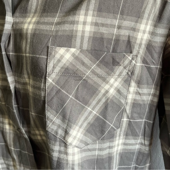 Garnet Hill Grey Plaid Button Down Dress Size 8 Organic Pima Cotton Classic - Picture 6 of 7